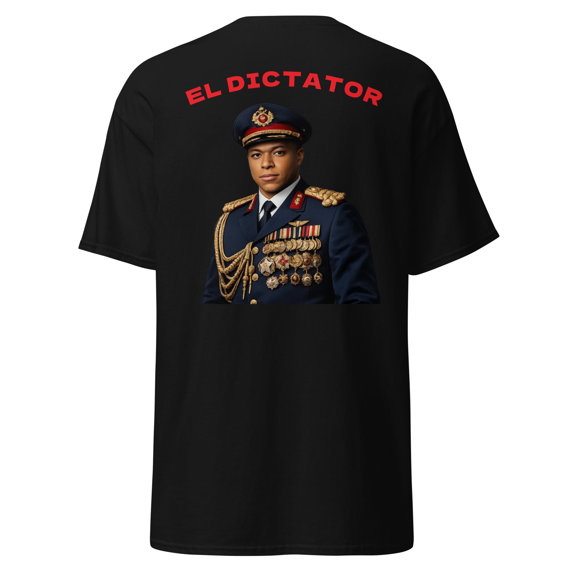 EL DICTATOR Graphic T-shirt black football graphic t-shirt back view