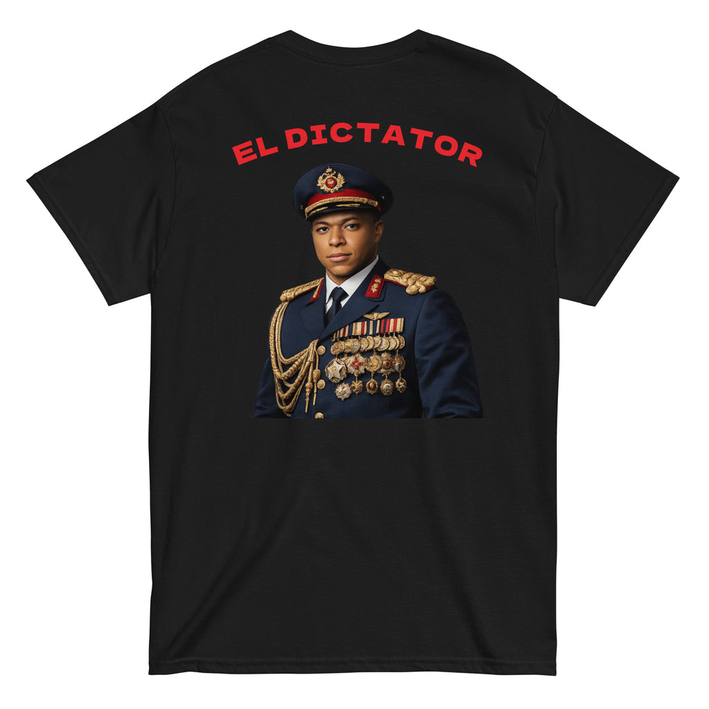 EL DICTATOR Graphic T-shirt black football graphic t-shirt back view