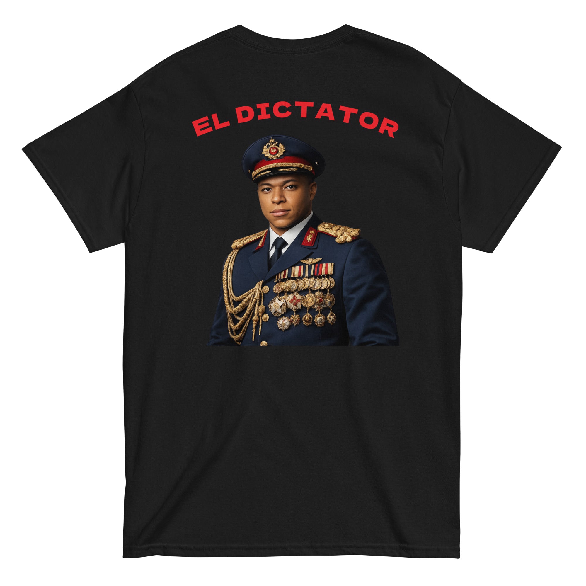 EL DICTATOR Graphic T-shirt black football graphic t-shirt back view