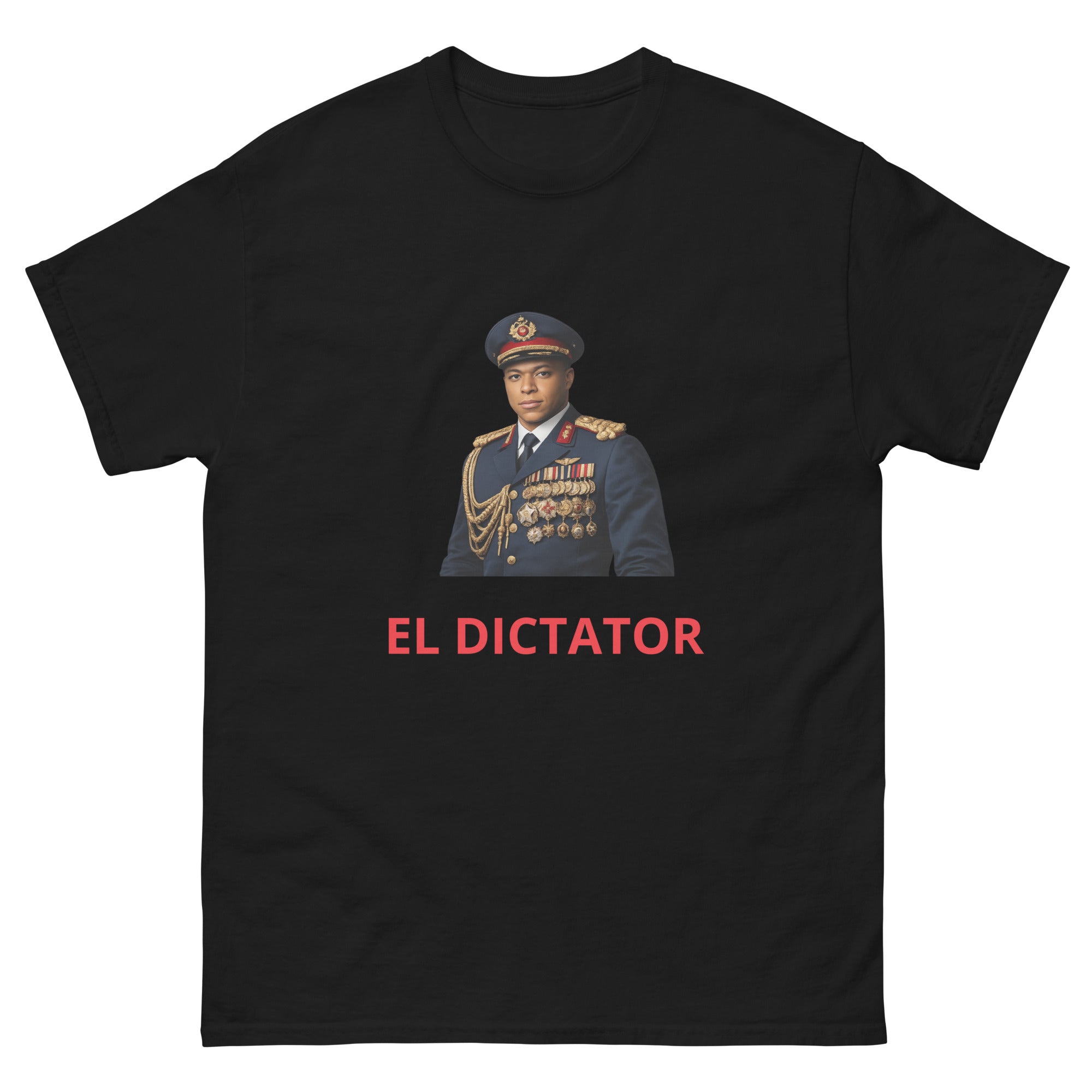 EL DICTATOR T-Shirt black football graphic t-shirt front view
