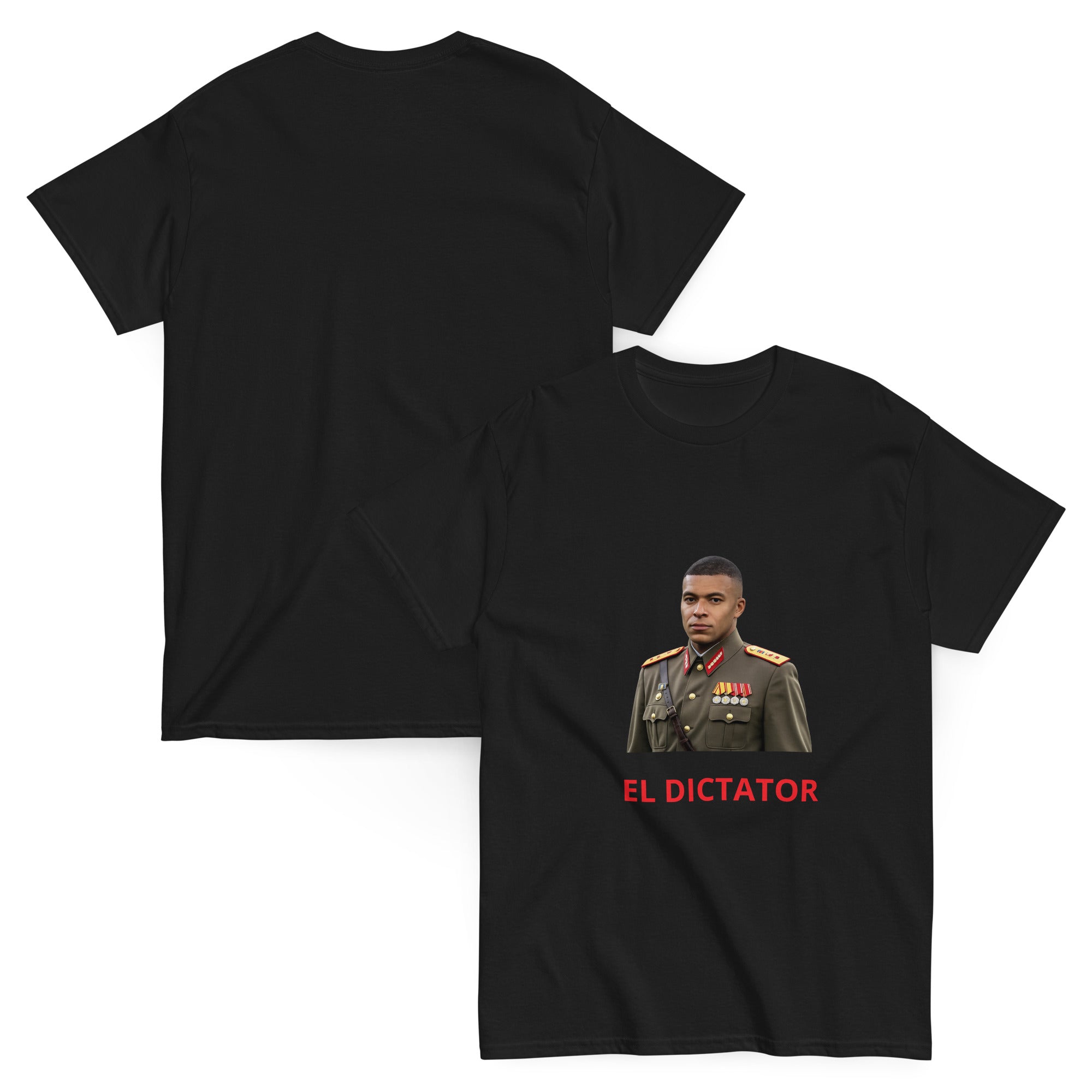 Dictator Mbappe T-Shirt black football graphic t-shirt front and back view