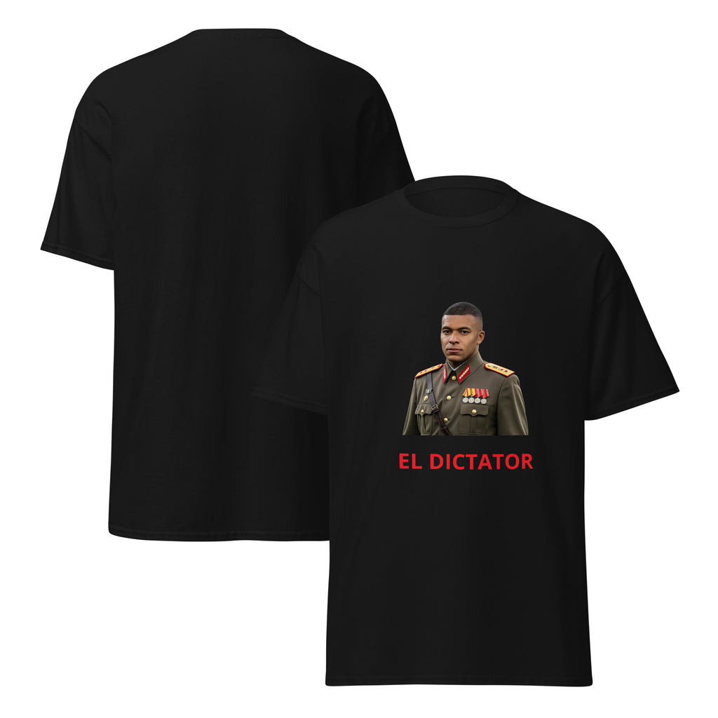 Dictator Mbappe T-Shirt black football graphic t-shirt front and back view