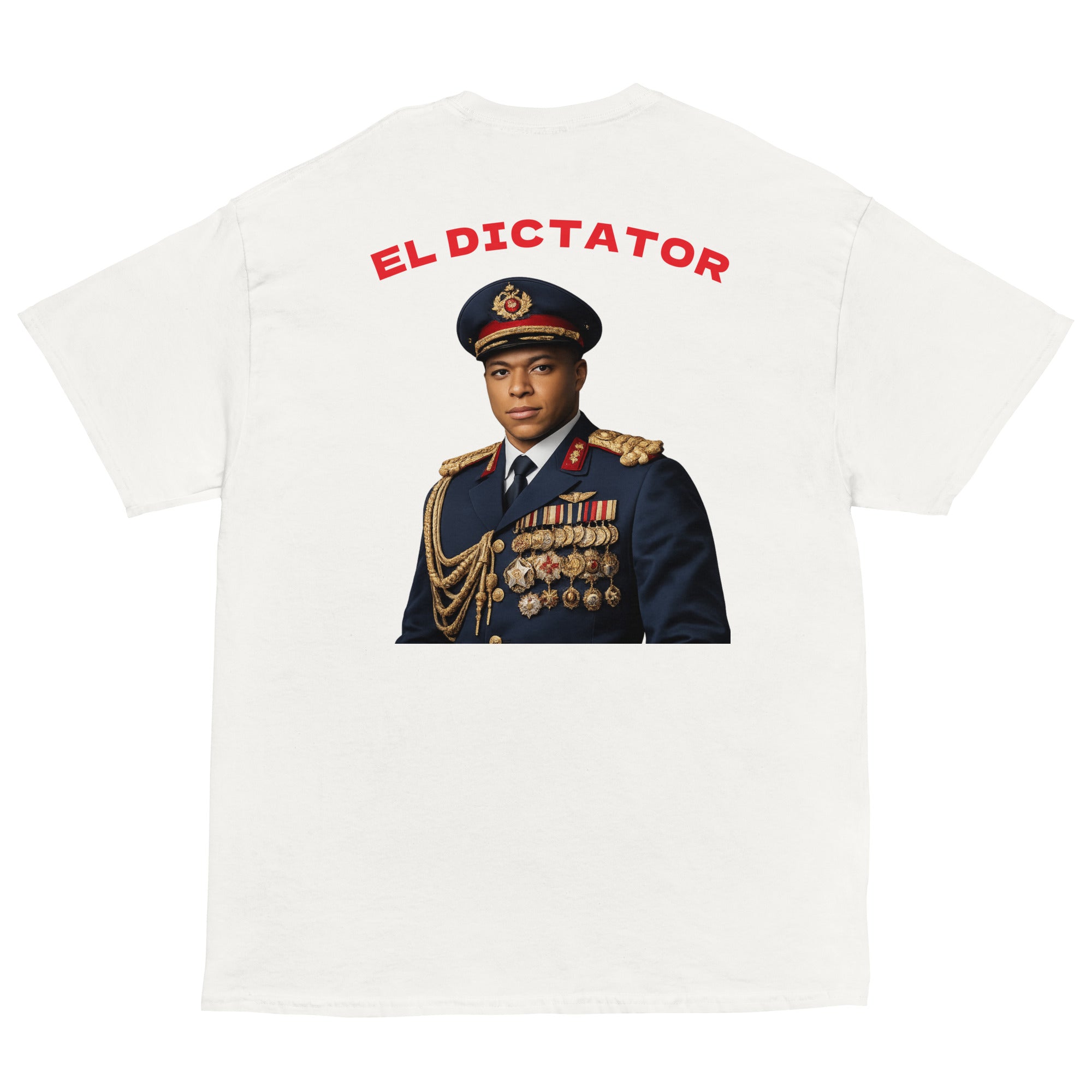 EL DICTATOR Graphic T-shirt white football graphic t-shirt back view