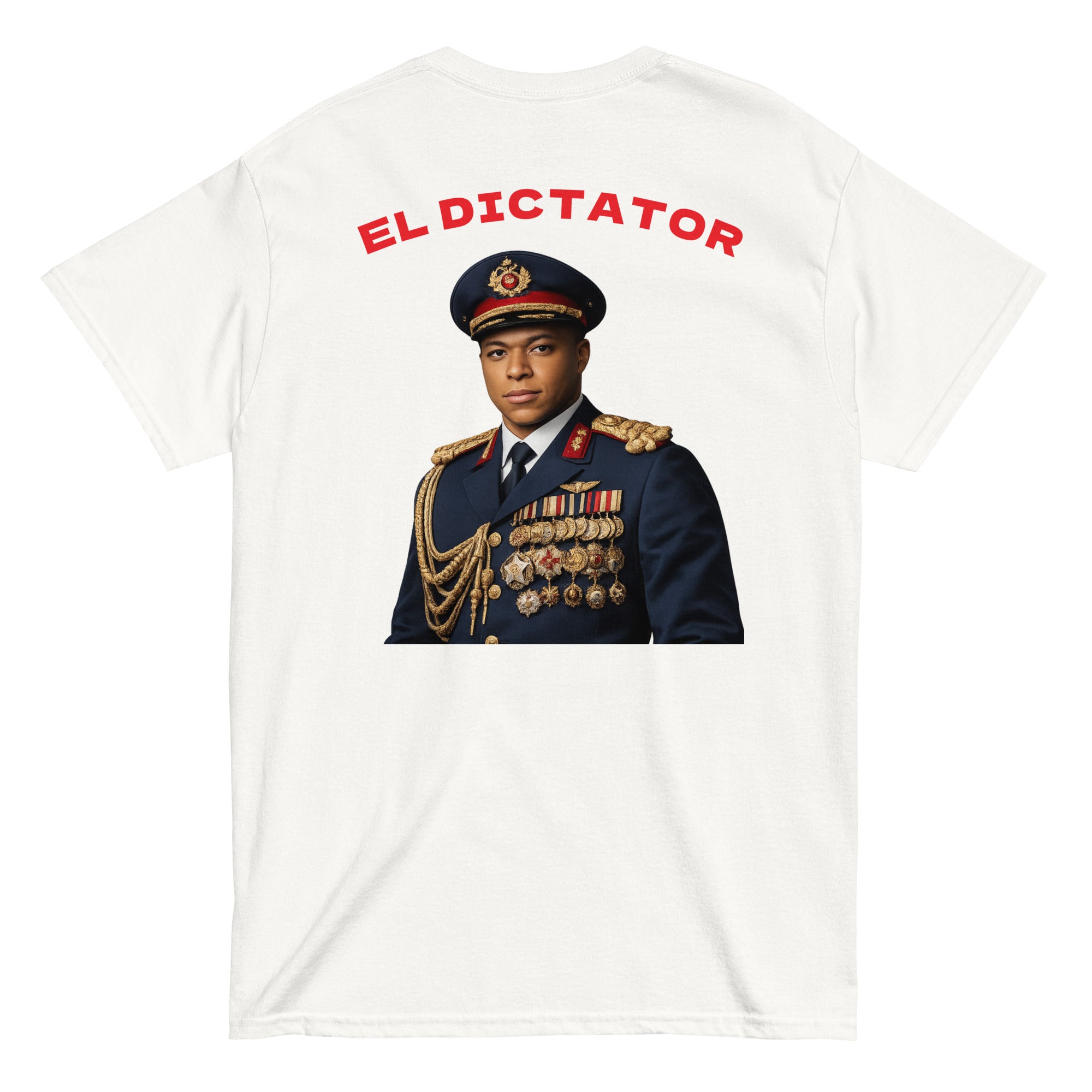 EL DICTATOR Graphic T-shirt white football graphic t-shirt back view