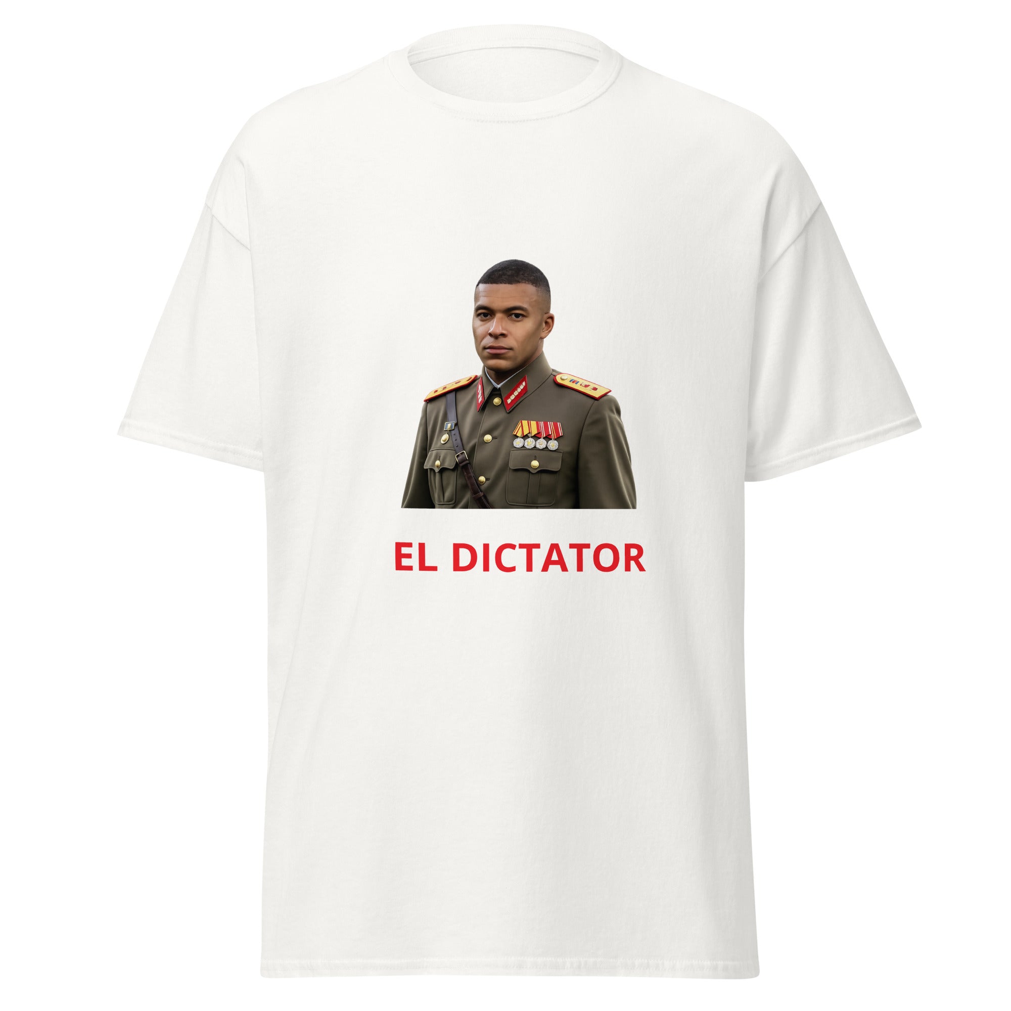 Dictator Mbappe T-Shirt white football graphic t-shirt front view