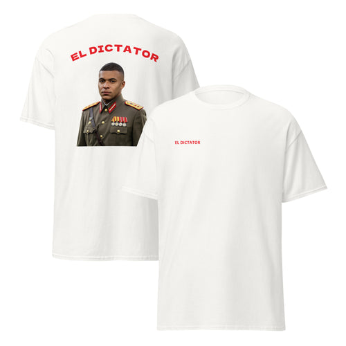 Dictator Mbappe Graphic T-shirt white football graphic t-shirt front and back view